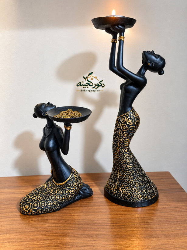 مجسمه دکوری جاشمعی مدل آمینه مجموعه ۲ عددی