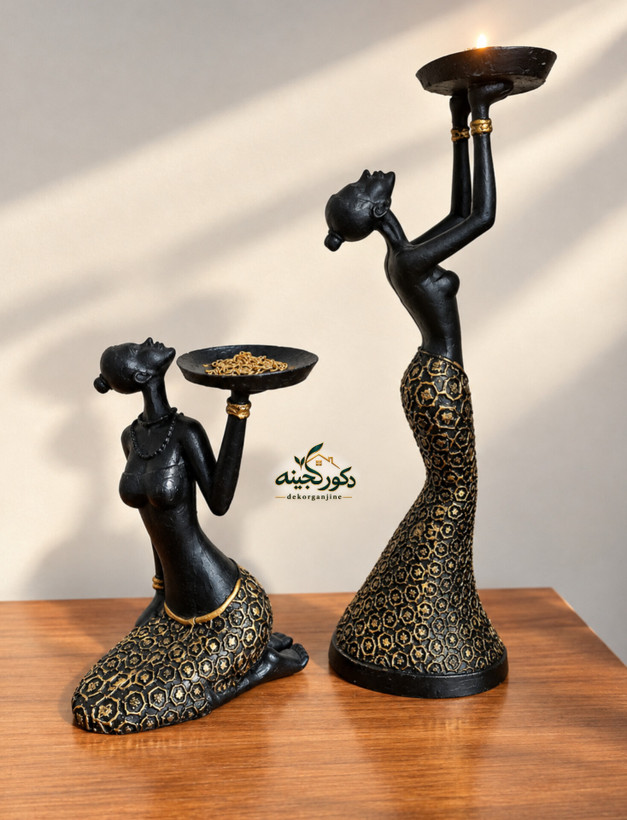 مجسمه دکوری جاشمعی مدل آمینه مجموعه ۲ عددی